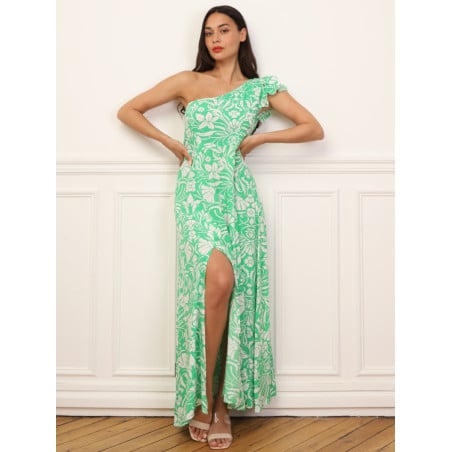 Robe fleurie asymétrique à volants - Robes pour travestis