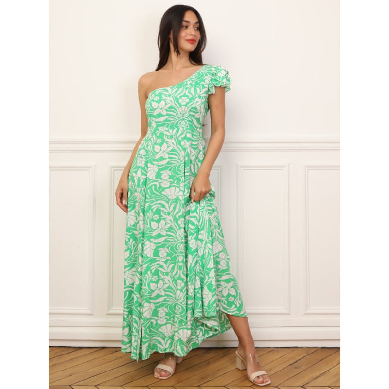 Robe fleurie asymétrique à volants - Robes pour travestis