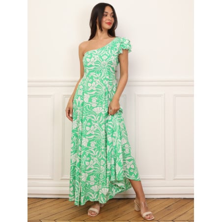 Robe fleurie asymétrique à volants - Robes pour travestis