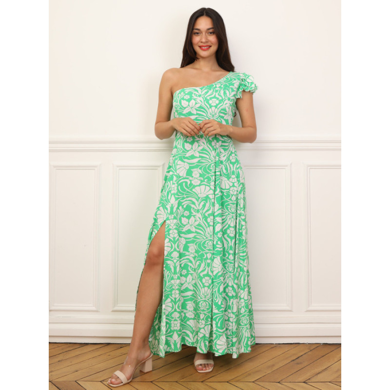 Robe fleurie asymétrique à volants - Robes pour travestis