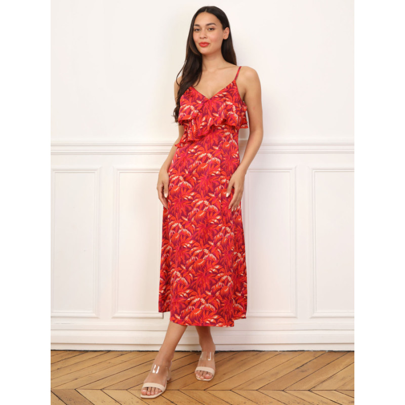 Ruffled Palm Tree Dress - Dresses