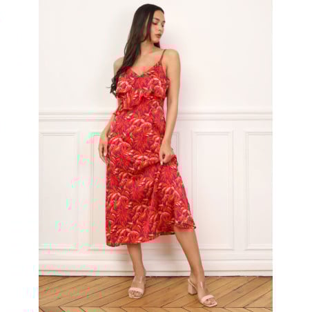 Robe à motif palmiers et volants - Robes pour travestis Robe à motif palmiers et volants - Robes pour travestis