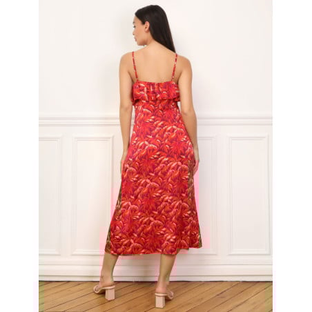 Robe à motif palmiers et volants - Robes pour travestis