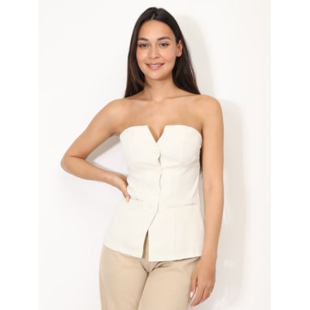 Bustier Top with Buttons - Tops Bustier Top with Buttons - Tops