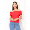 Bardot Neck Bodycon Top - Tops Bardot Neck Bodycon Top - Tops