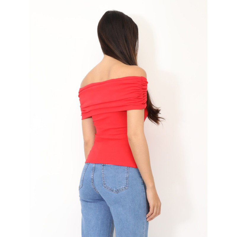 Bardot Neck Bodycon Top - Tops