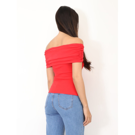 Bardot Neck Bodycon Top - Tops Bardot Neck Bodycon Top - Tops