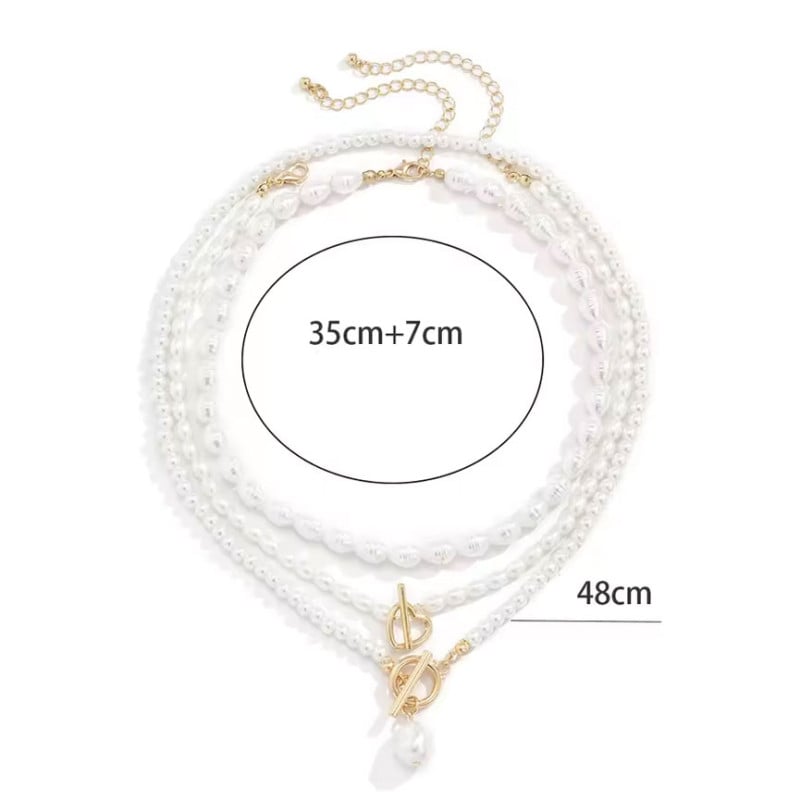 Collier triple en perles - Colliers pour travestis