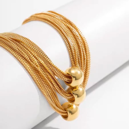 Collier 3 perles dorées - Colliers pour travestis