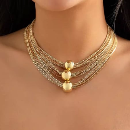 Collier 3 perles dorées - Colliers pour travestis
