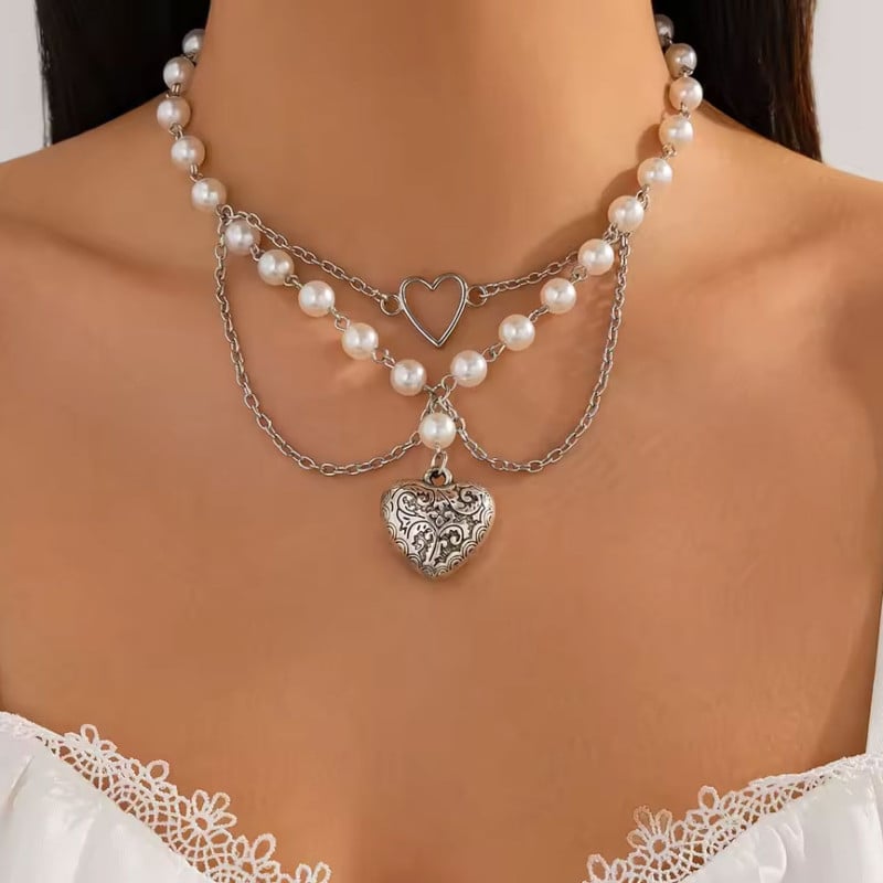 Collier Coeurs d'argent - Colliers pour travestis