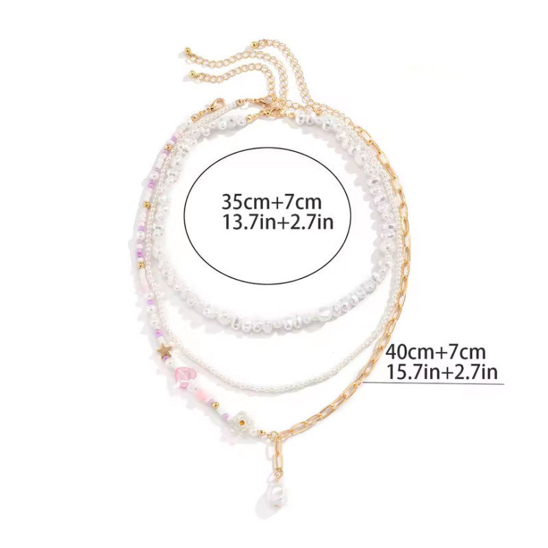 Collier baroque avec perles roses - Colliers pour travestis