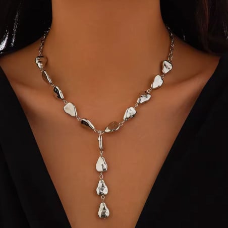 Collier coeurs filants argentés - Colliers pour travestis