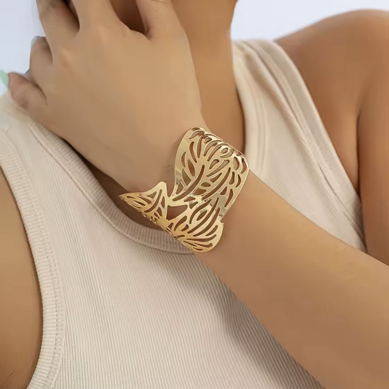 Manchette feuilles dorées - Bracelets pour travestis