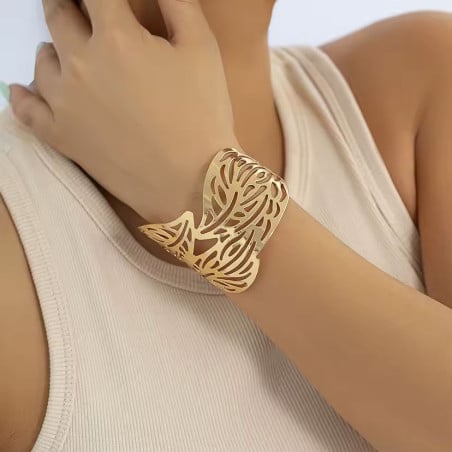 Manchette feuilles dorées - Bracelets pour travestis