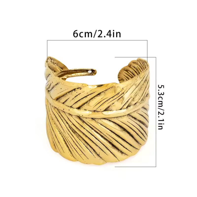 Manchette plume dorée - Bracelets pour travestis