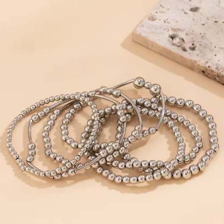 Bracelet multiple perles argentées - Bracelets pour travestis Bracelet multiple perles argentées - Bracelets pour travestis
