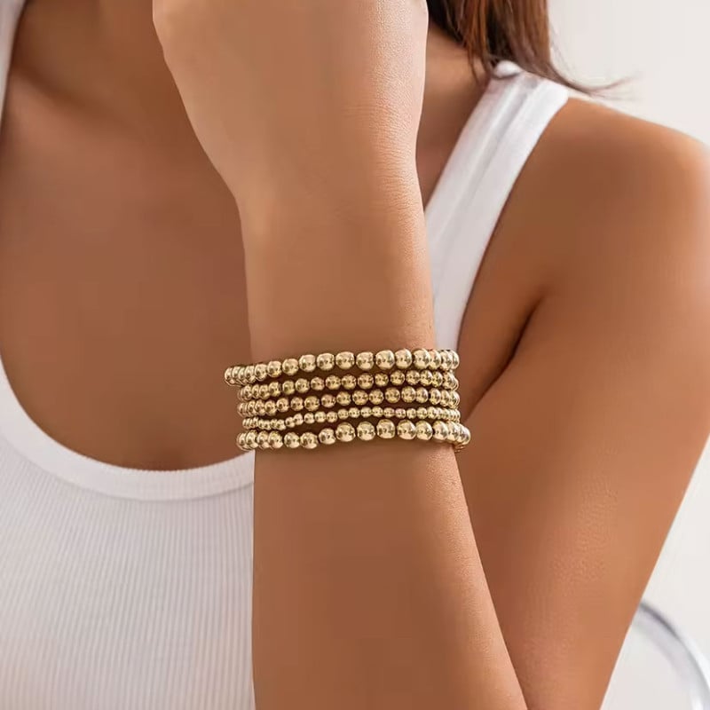 Bracelet multiple perles dorées - Bracelets pour travestis