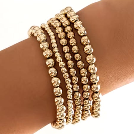 Gold Beaded Multi-Bracelet - Stretch bracelets Gold Beaded Multi-Bracelet - Stretch bracelets
