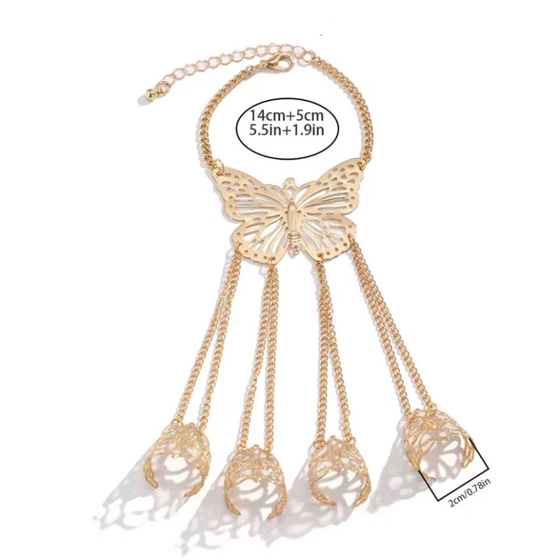 Chaine de poignet avec bagues Papillon - Bracelets pour travestis