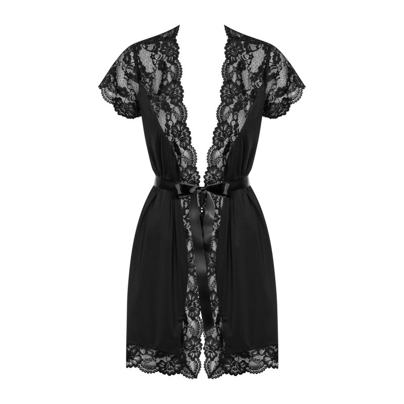 Black Lace Bathrobe - Babydolls for cross-dressers