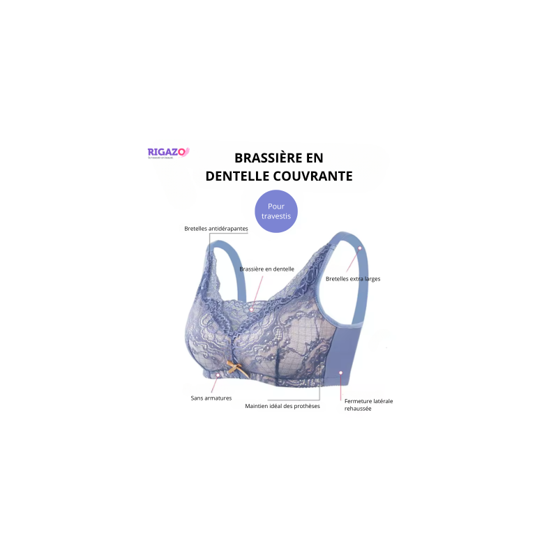 Blue Lace Pocket Bra - Bras with pockets