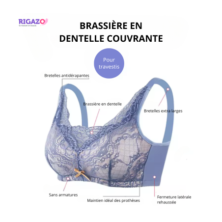 Soutien-gorge à poches bleu en dentelles - Soutiens-gorge à poches pour travestis