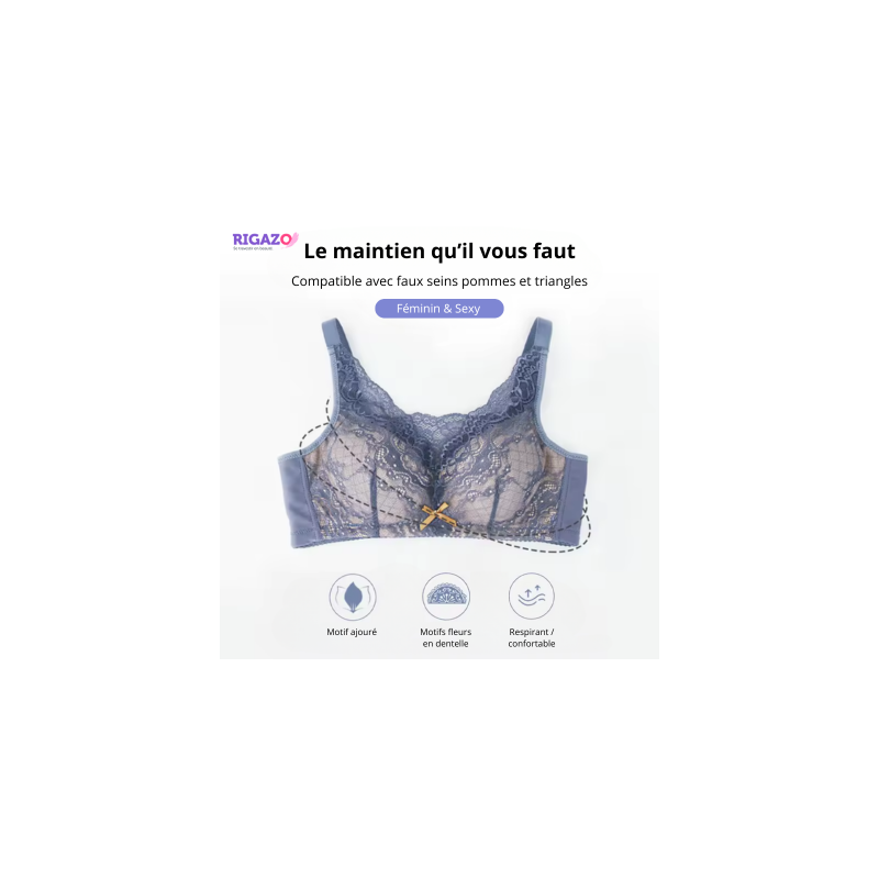 Blue Lace Pocket Bra - Bras with pockets
