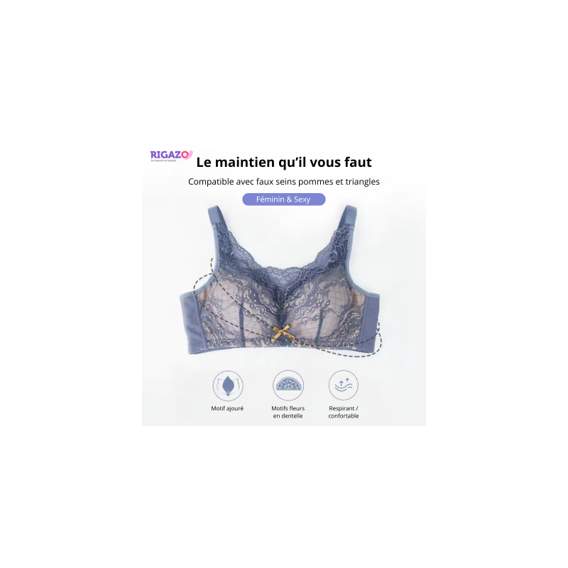 Soutien-gorge à poches bleu en dentelles - Soutiens-gorge à poches pour travestis