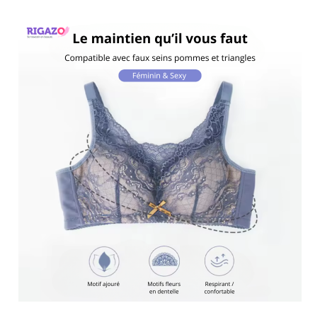Soutien-gorge à poches bleu en dentelles - Soutiens-gorge à poches pour travestis