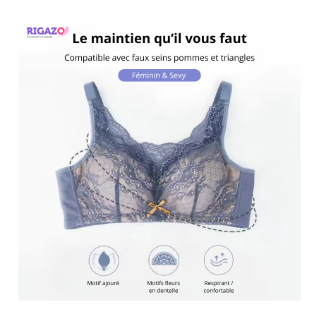 Soutien-gorge à poches bleu en dentelles - Soutiens-gorge à poches pour travestis