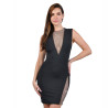 Black Mesh Dress with Rhinestones, Plunging Neckline and Slit - Dresses Black Mesh Dress with Rhinestones, Plunging Neckline and Slit - Dresses