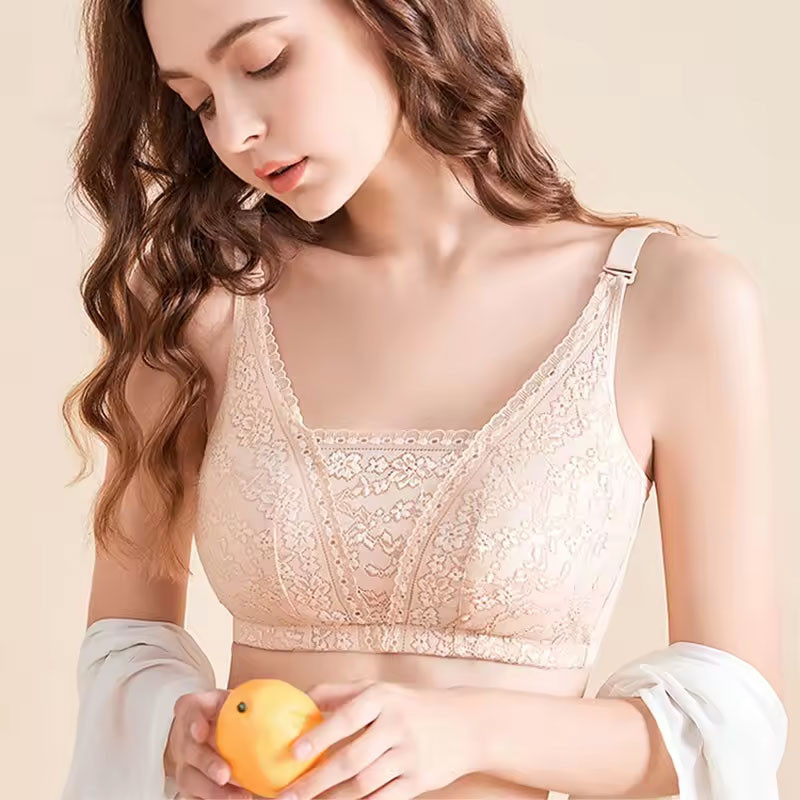 Soutien-gorge à poches beige en dentelles - Soutiens-gorge à poches pour travestis