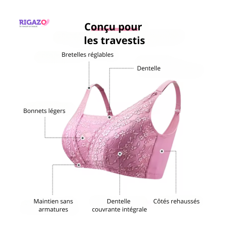 Soutien-gorge à poches beige en dentelles - Soutiens-gorge à poches pour travestis