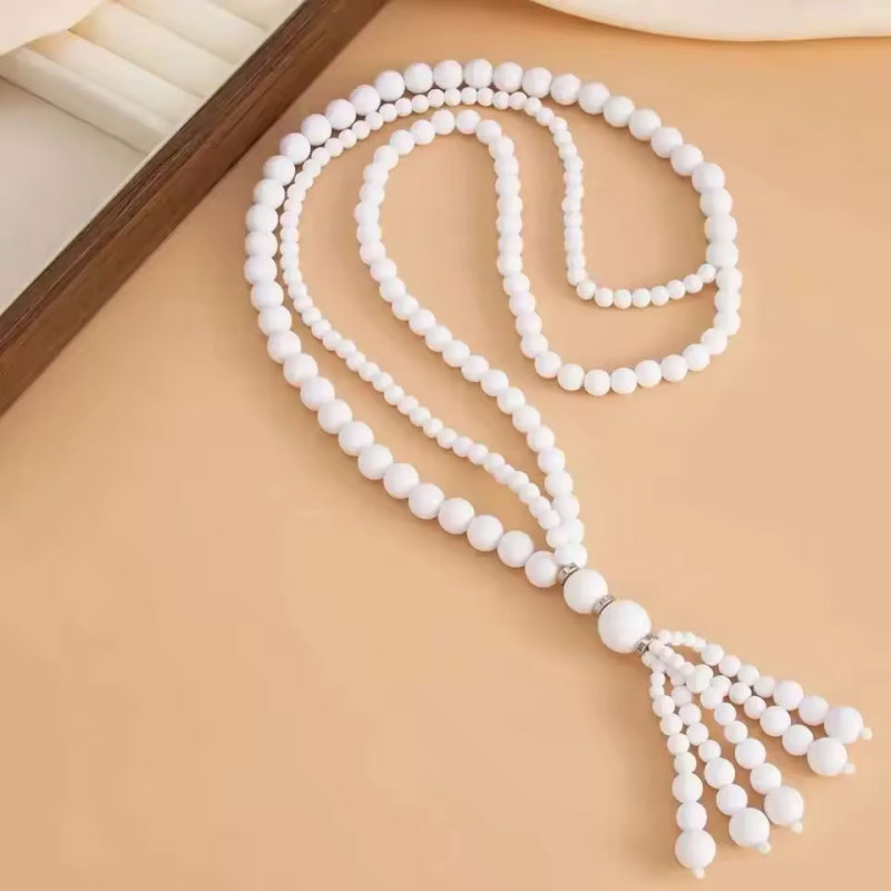 White pearl drop necklace - Necklaces