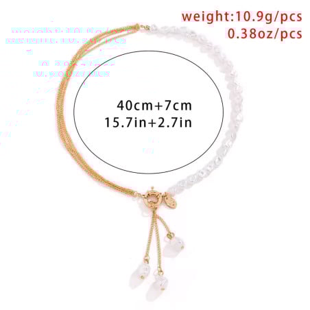 Collier Bicolore or et perles - Colliers pour travestis