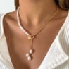 Two-tone gold and pearl necklace - Necklaces