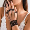 Black cuff bracelet with rings - Stretch bracelets