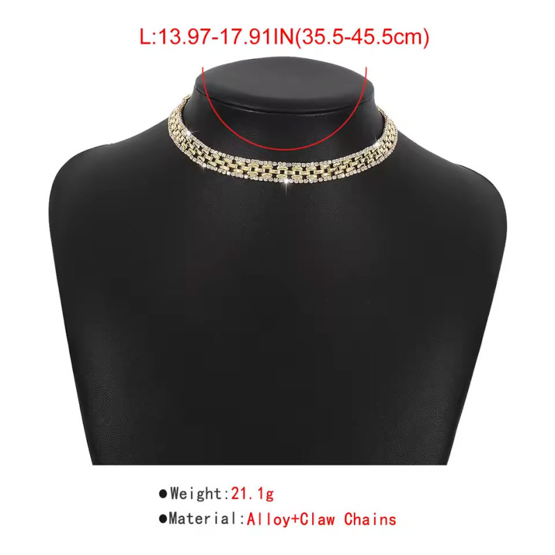 Gold and rhinestone choker - Necklaces