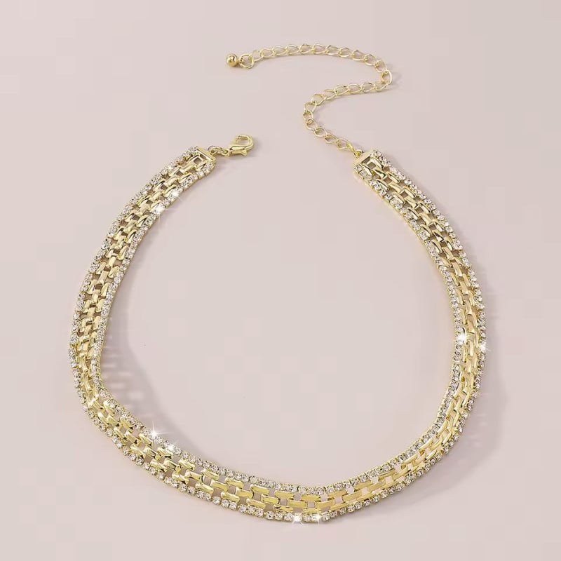Gold and rhinestone choker - Necklaces