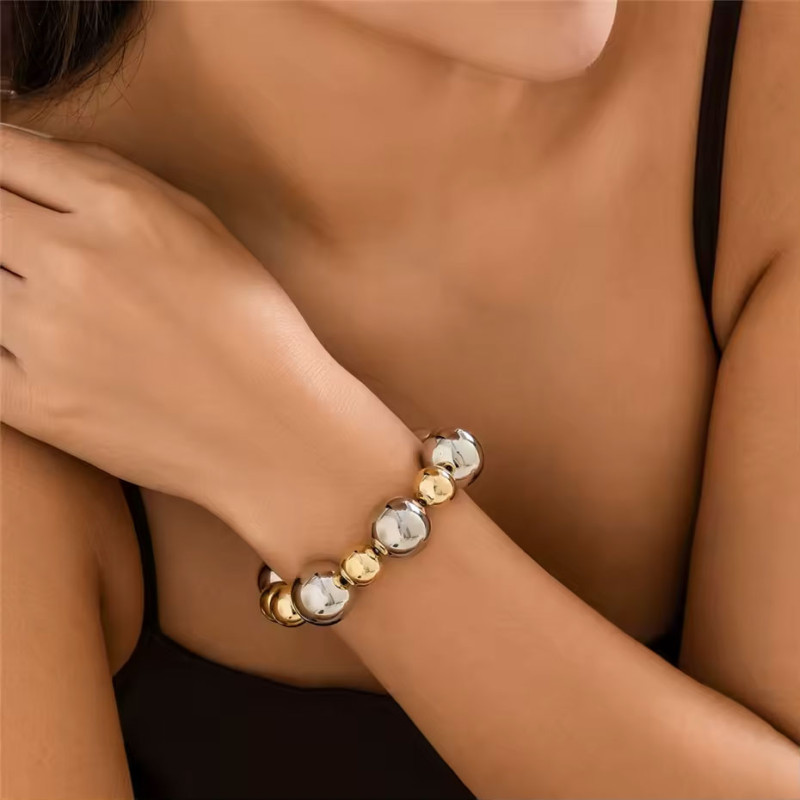 Bracelet perles dorées et argentées - Bracelets pour travestis