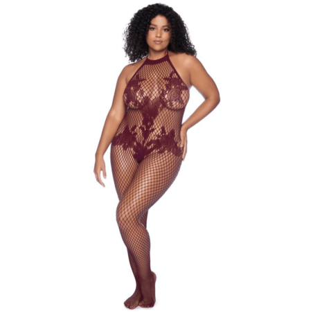Plus Size Cherry Fishnet Bodysuit - Suits for cross-dressers