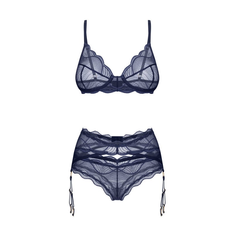3-piece Nightly blue set - Sexy set for cross-dressers