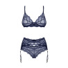 Ensemble 3 pièces Nightly blue - Ensemble lingerie sexy pour travestis