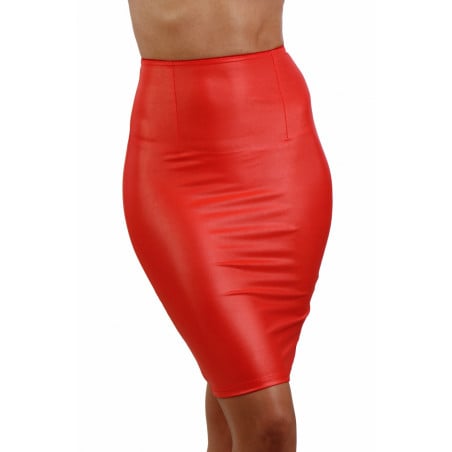 High-waisted three-quarter length red skirt with zip - Skirts & Shorts