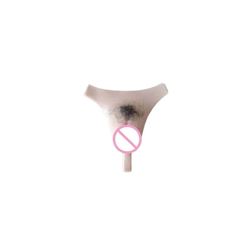 Thong gaff hairy female pubis with tube - Fake Vagina