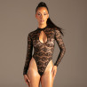 Lace Keyhole Open Back Bodysuit - Sexy bodysuits for cross-dressers