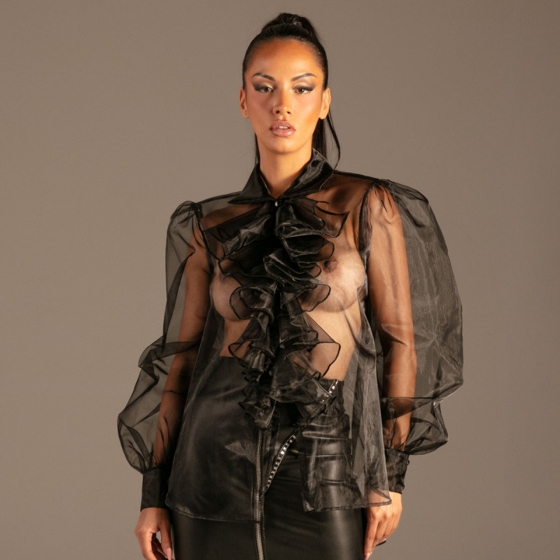 Organza Jabot Blouse - Tops