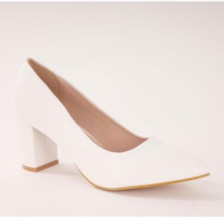 Escarpins blancs talon carré - Escarpins pour homme – Talons hauts grandes tailles pour travestis et drag queens
