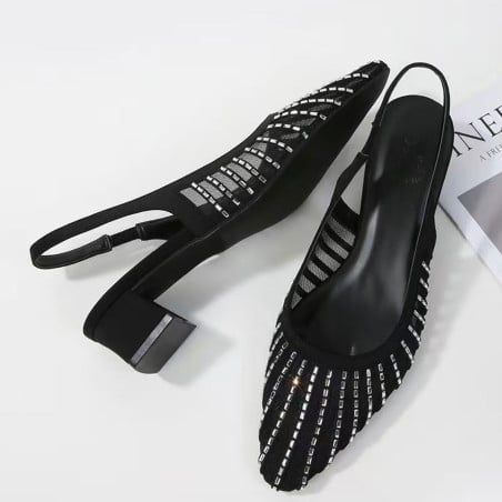 Escarpins slingback noirs et brillants - Escarpins pour homme – Talons hauts grandes tailles pour travestis et drag queens